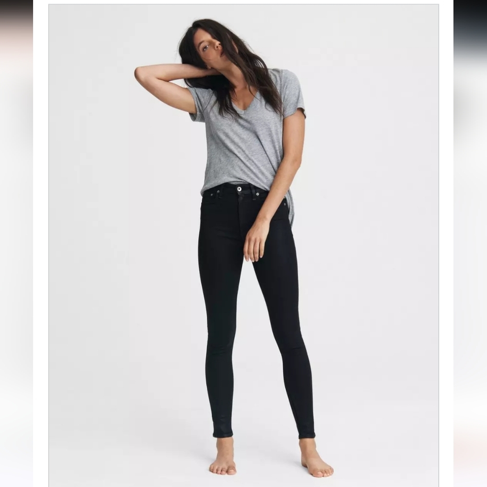 RAG & BONE NINA HIGH RISE SKINNY COATED BLACK